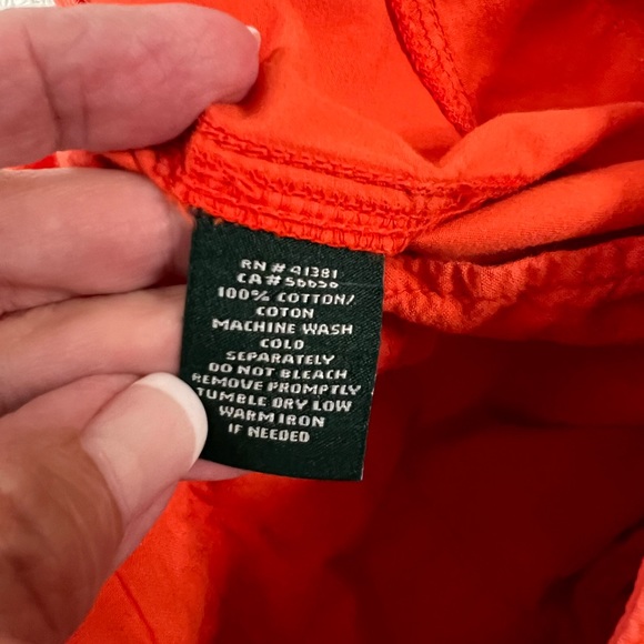 Lauren Ralph Lauren Pants Women's 14 Safari Style Utility Orange Cotton Tie Hem - Picture 5 of 11